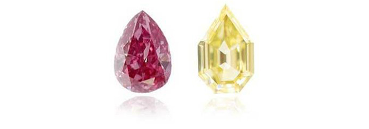 Грушевидный бриллиант слева закруглен,а ступенчатый бриллиант справа