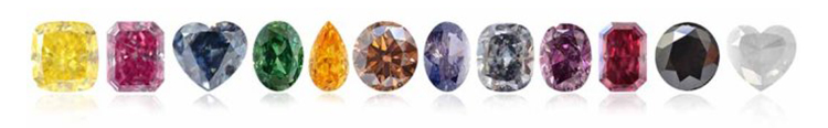 Натуральные цветные бриллианты разных цветов