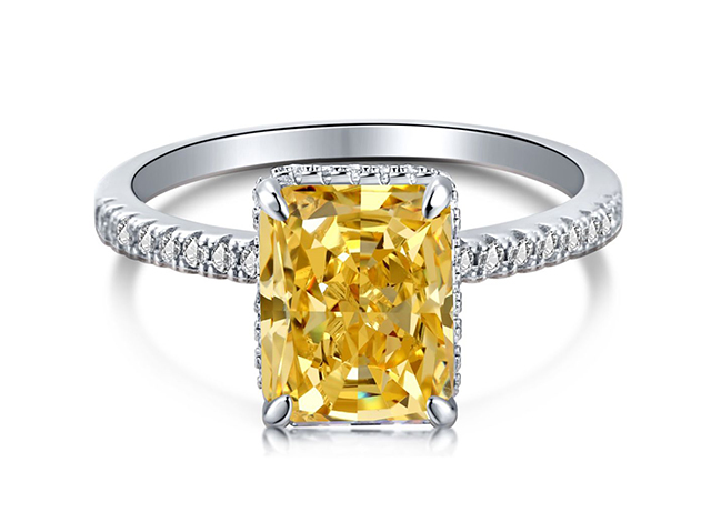 кольцо с выращенным желтым бриллиантом