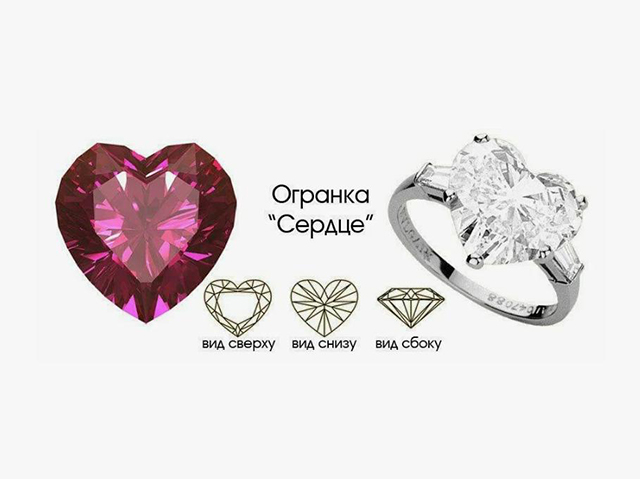 выращенный бриллиант в форме сердце